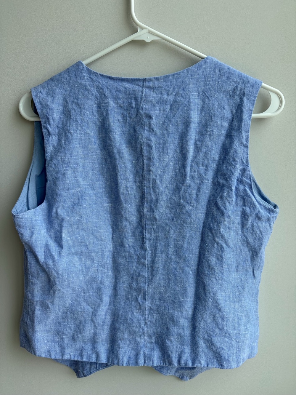 Quince 100% European Linen Vest in French Blue - Picture 2 of 6